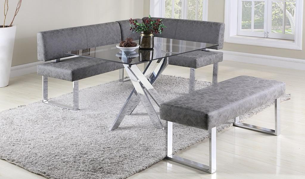 Dining Set Glass Top Table Bench Chintaly